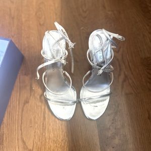 Stuart Weitzman Silver/Metallic 4 inch sandals